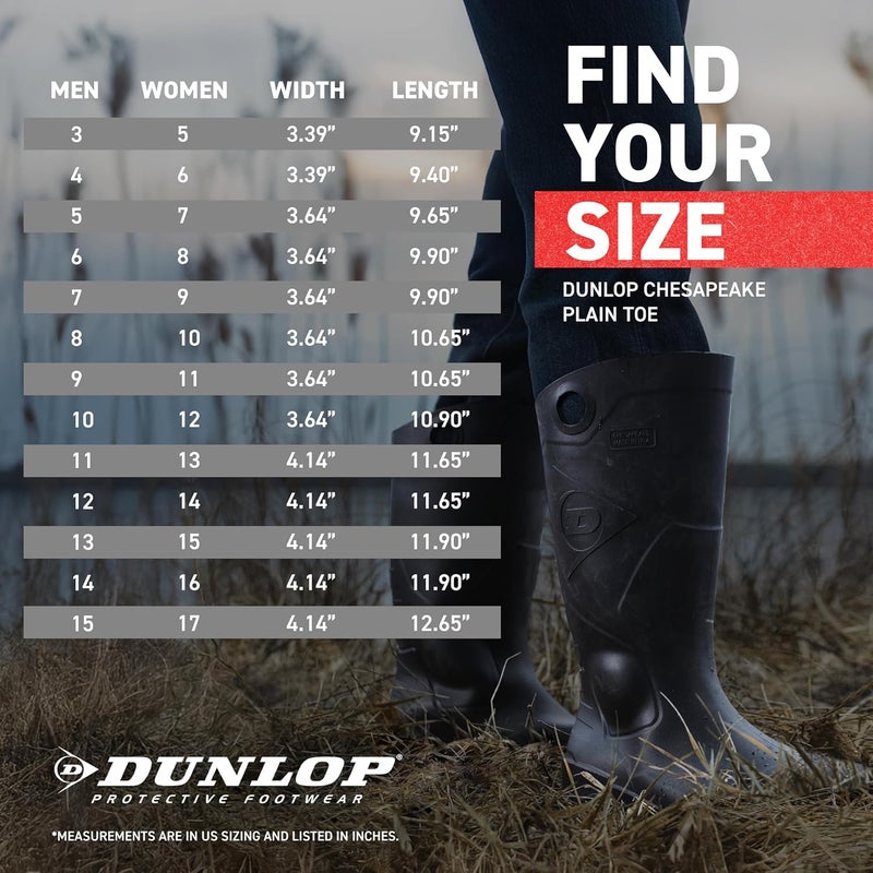 DUNLOP Chesapeake Rubber Boots for Men & Women – PVC - Waterproof - Lightweight Garden, Fishing & Rain Boots with Soft Toe and Wide Calf – Black – Size 3–15 - Image 2